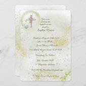 Sierlijk met Zacht groene doop uitnodiging (Voorkant / Achterkant)