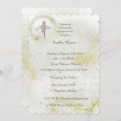 Sierlijk met Zacht groene doop uitnodiging (Voorkant / Achterkant)