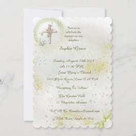 Sierlijk met Zacht groene doop uitnodiging