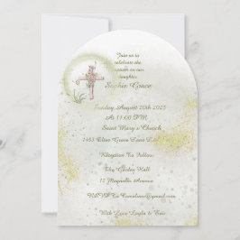 Sierlijk met Zacht groene doop uitnodiging