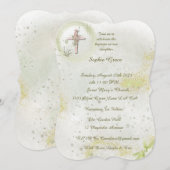 Sierlijk met Zacht groene doop uitnodiging (Voorkant / Achterkant)