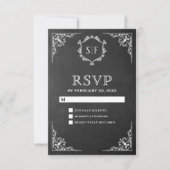 Sierlijk Monogram RSVP op Schrijfbord Kaartje (Voorkant)