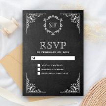 Sierlijk Monogram RSVP op Schrijfbord