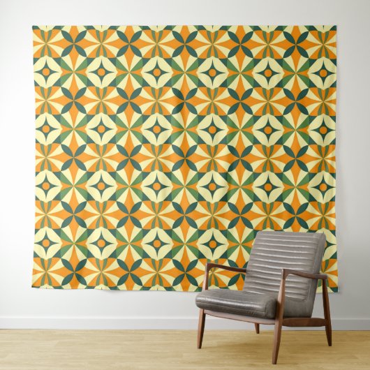 Sierlijk naadloos retro patroon wandkleed (In Situ (horizontaal))
