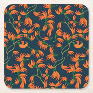 Sierlijk Oranje Bloemmotief Kartonnen Onderzetters