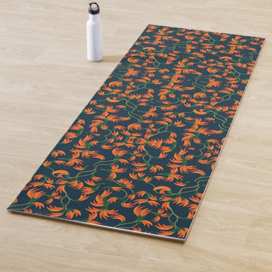 Sierlijk Oranje Bloemmotief Yogamat (In situ)