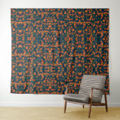 Sierlijk oranje bloempatroon wandkleed (In Situ (horizontaal))