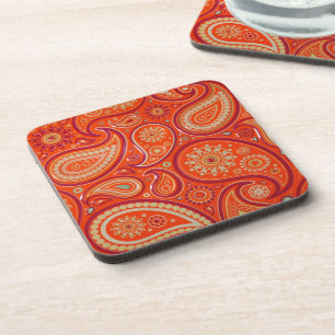 Sierlijk Oranje Paisley Patroon Bier Onderzetter