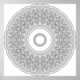 Sierlijk Ovaal Medaillon Mandala Ring Patroon Kuns Poster