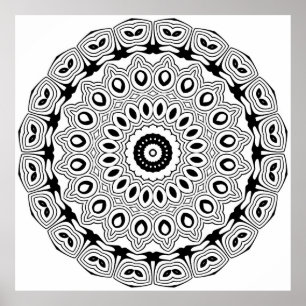 Sierlijk Ovaal Motief Mandala Kleurplaat Ontwerp Poster