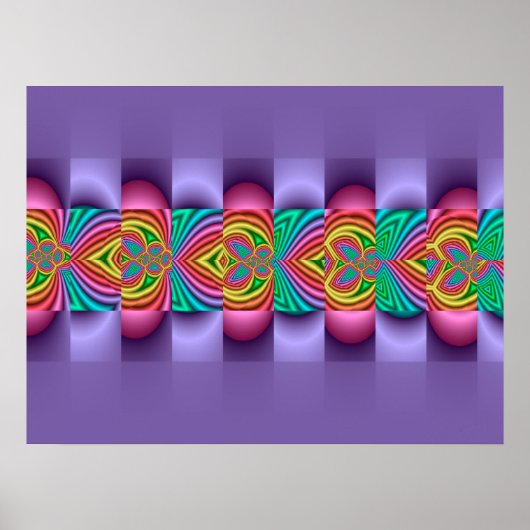 Sierlijk Paars Fractal Poster (Voorkant)