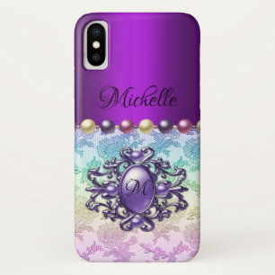 Sierlijk Paars Juweel en Regenboog Kant Case-Mate iPhone Case