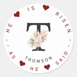 Sierlijk Pampas Gras Bloemend Mozaïek Adreslabel Ronde Sticker