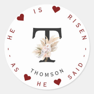 Sierlijk Pampas Gras Bloemend Mozaïek Adreslabel Ronde Sticker