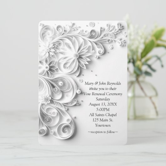 Sierlijk papieren quilling huwelijksbelofte hernie kaart (Staand voorkant)