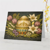 Sierlijk Pasen Ei Met Bloemen Kaart (Gele Bloem)