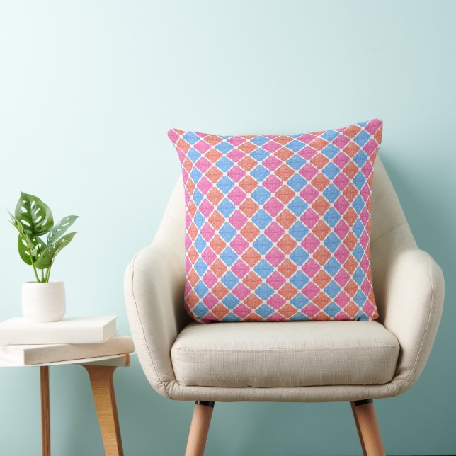 Sierlijk Patchwork Diamanten Patroon Kussen (Stoel)