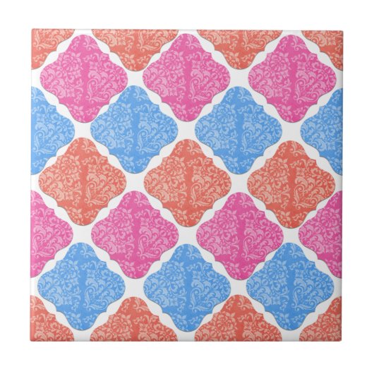 Sierlijk Patchwork Diamanten Patroon Tegeltje (Voorkant)