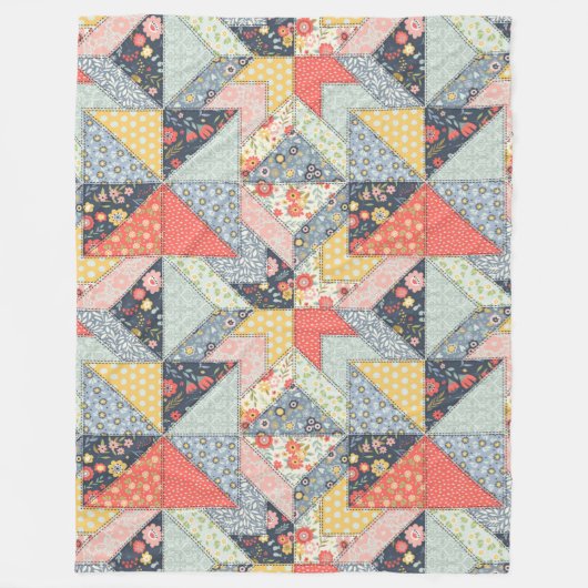 Sierlijk Patchworkpatroon en Kleurenpalet Fleece Deken (Voorkant)