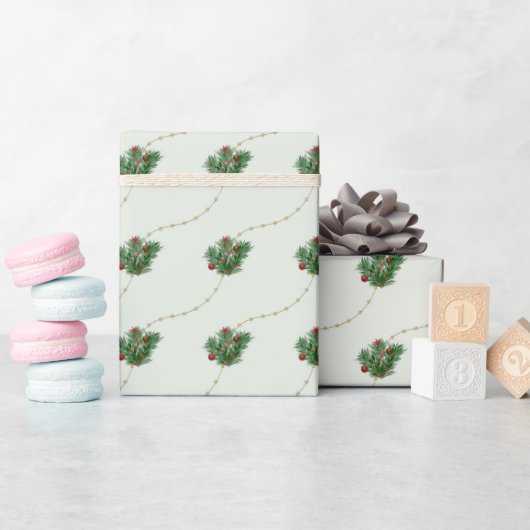 Sierlijk retro kerstpatroon cadeaupapier (Baby Shower)