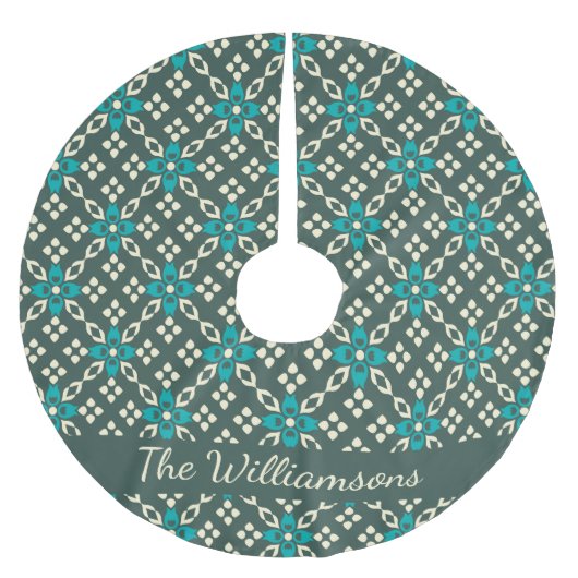 Sierlijk Retro Patroon Smaragdgroene Gepersonalise Kerstboom Rok (Voorkant)