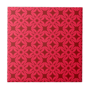 Sierlijk rood geometrisch patroon tegeltje