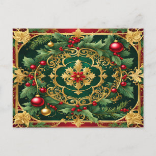 Sierlijk Rood Goud Groen Kerst Feest Briefkaart