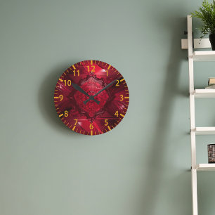 Sierlijk Rood & Goud Vintage Ronde Klok