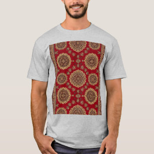 Sierlijk Rood Medaillon Vintage Tapijtpatroon T-shirt