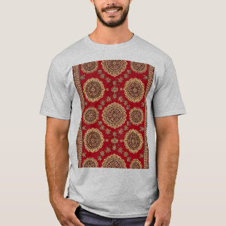 Sierlijk Rood Medaillon Vintage Tapijtpatroon T-shirt
