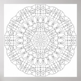 Sierlijk Roosterbloemblad Mandala met Bloemige Geo Poster