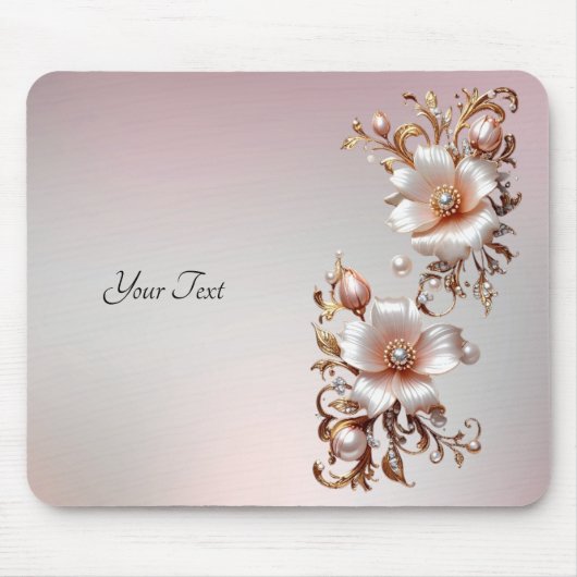 Sierlijk roze bloemmotief muismat (Voorkant)