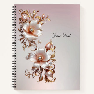 Sierlijk Roze Bloemmotief Notitieboek