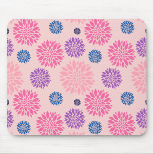 Sierlijk roze paarse en blauwe bloempatroon muismat
