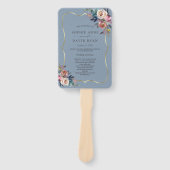 Sierlijk Stof Blauw Bloemig Mistige Rozen Gouden H Handwaaier (Voorkant)