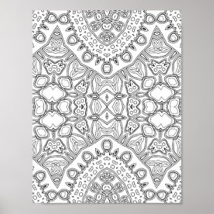 Sierlijk symmetrisch motief mandala kleurplaat kun poster