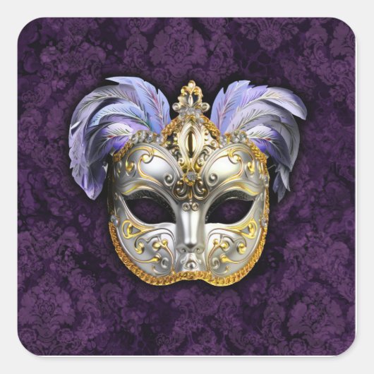 Sierlijk Venetiaans Masker Vierkante Sticker (Voorkant)
