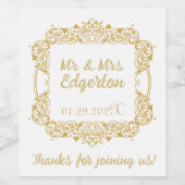 Sierlijk Vergulde Trouw Lijst Gepersonaliseerd Wijn Etiket (Enkel label)