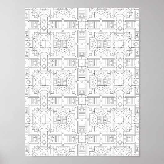 Sierlijk vierkant raster kleurplaat patroonontwerp poster (Voorkant)