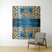 Sierlijk Vintage Goud En Blauwe Gejewelde Jubileum Wandkleed (In situ)