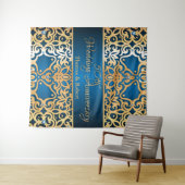 Sierlijk Vintage Goud En Blauwe Gejewelde Jubileum Wandkleed (In Situ (horizontaal))