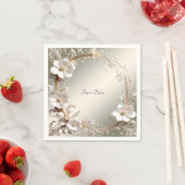 Sierlijk wit bloemenframe servet (Insitu)