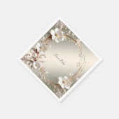 Sierlijk wit bloemenframe servet (Hoek)