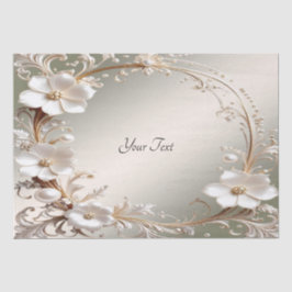 Sierlijk wit bloemenframe tissuepapier