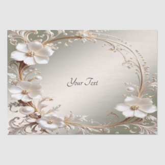 Sierlijk wit bloemenframe tissuepapier