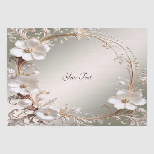 Sierlijk wit bloemenframe tissuepapier (Voorkant)