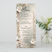 Sierlijk wit bloemenkader menu (Staand voorkant)