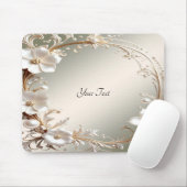 Sierlijk wit bloemframe muismat (Met muis)