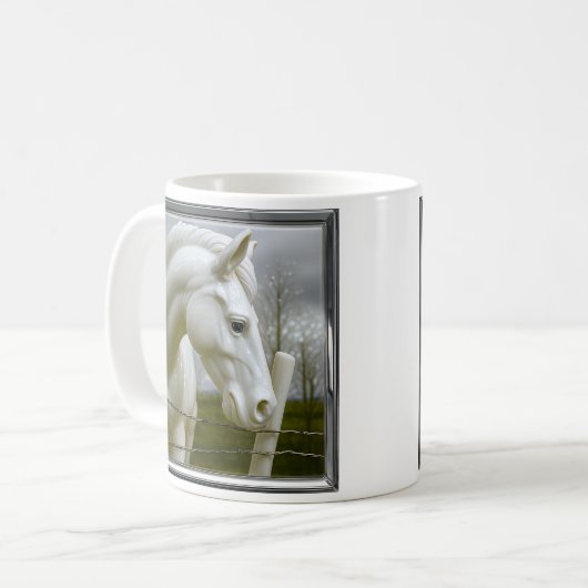 sierlijk wit paard koffiemok (Voorkant links)