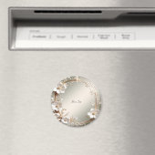 Sierlijk Witte Bloem Frame Magneet (Insitu (Vaatwasser))